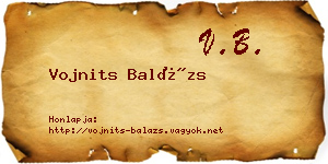 Vojnits Balázs névjegykártya